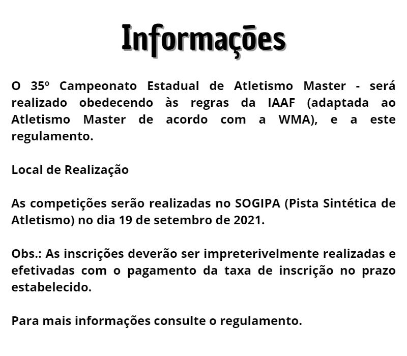 SOGIPA - A Sogipa informa que a pista de atletismo e as