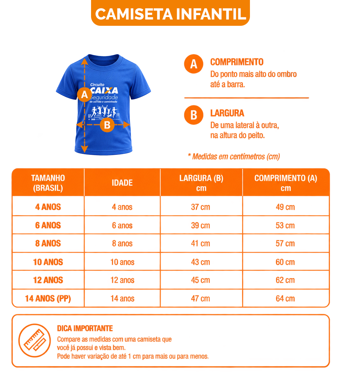 Tabela de Tamanho Infantil