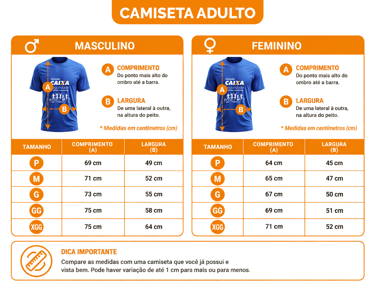Tabela de Tamanho Adulto