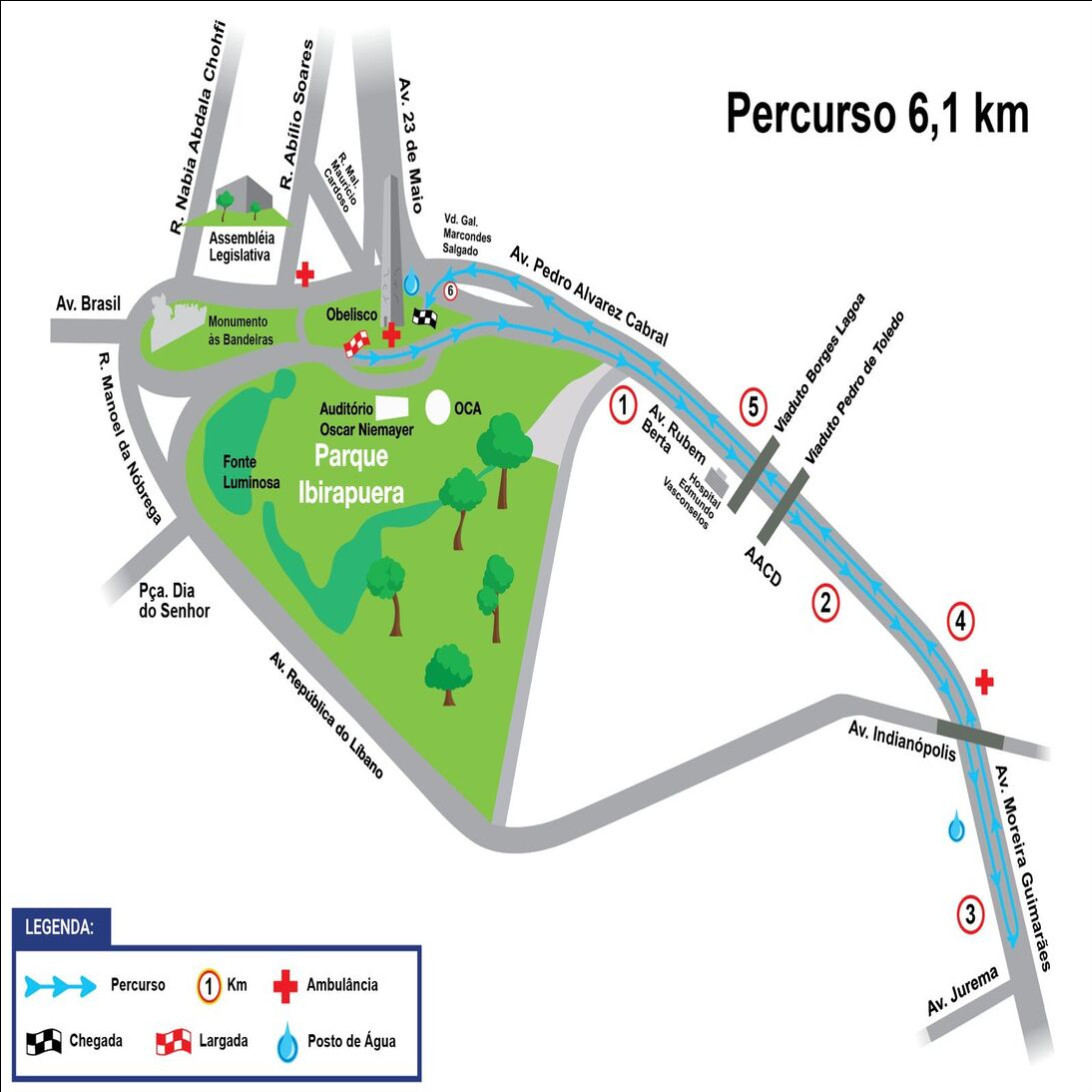 Percurso Caminhada e Corrida 6.1k